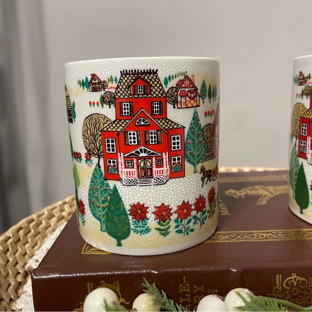 Vintage Otagiri  Winter Scene Coffee Mugs Set of Two